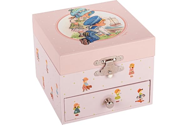 TROUSSELIER - Boîte à Trésors Musicale - Mémoire d'Enfance Jeanne Lagarde - Bateau sur l'Eau - Idéal Cadeau Enfant - Musique Petite Musique de Nuit de Mozart - Colori Rose