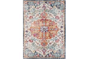 ARTISTIC WEAVERS Surya Asmara Vintage Rug - Area Rugs Living Room, Hallway Floor, Kitchen Carpet - Traditional Multicoloured Boho Rug, Easy Care Pile - Large Rug 120x170 cm Blue and Orange Rug