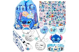VOLSHA 59PCS Cartoon Merchandise Gifts Set for Girls, Drawstring Bag Backpack Stickers Lanyard Necklace Bracelet Keychain Phone Holder Button Pins