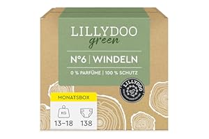 ‎LILLYDOO LILLYDOO green umweltschonende Windeln, Größe 6 (13-18 kg), Monatsbox (138 Windeln) (FSC Mix)