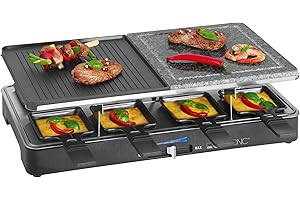 Clatronic RG 3518 Grill Raclette z Gorącym Kamieniem do grillowania i Opiekania z Dwustronna Płytą, Czarny