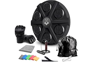 Ezero Maquina de Boxeo Musical Adulto con Bluetooth y LED – Entrenamiento de Boxeo Pared Musical con 12 Niveles y Cintas – Mejora Reflejos y Resistencia – Ideal para Casa, Principiantes y Avanzados