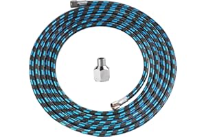SAGUD Manguera para aerógrafo de 3M,Manguera de aire trenzada de nylon con un tamaño de 1/8 "en ambos extremos y un adaptador de 1/8" hilo externo