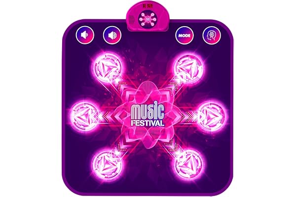 Tapis de Danse pour Enfants, Tapis de Danse Musical avec 6 Flèches de Lumière LED, 5 Modes de Jeu, Musique Intégrée, Jouet Cadeau d'anniversaire de Noël pour Filles Garçons de 3 4 5 6 7 8 9 10+