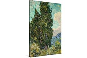 PICANOVA – Vincent Van Gogh Cypresses 40x60cm – Quadro su Tela – Stampa Incorniciata con Spessore di 2cm Altre Dimensioni Disponibili Decorazione Moderna