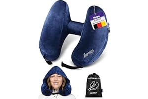 ‎LUNAP lunap Aufblasbares Nackenkissen Flugzeug H-Form | Reisekissen Flugzeug mit Kapuze | Nackenhörnchen Erwachsene | Nackenkissen Auto Kissen Flugzeug | Travel Pillow | Reise Nackenkissen Aufblasbar