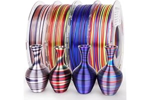 AMOLEN Silk PLA - Filamento per stampante 3D, multicolore lucido, 1,75 mm, confezione da 200 g x 4 bobine