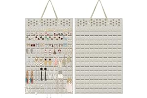 Yanmucy Earring Holder Organizer Hanging Holds Up to 300 Pairs Wall Mount Jewelry Storage Bag Earring Holder For Girls Women (Beige)