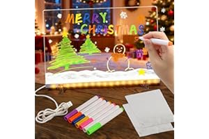 ROTKUSZ Tableau Acrylique Lumineuse Message LED, Tableau Lumineux en Acrylique avec 7 Couleurs Stylo & Support, Essuyable, Tablette Lumineuse Message LED, pour Deco Chambre Café Bureau To Do List
