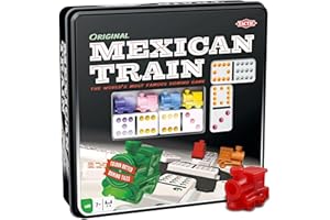 Tactic Mexican Train Domino Spiel - 2–8 Spieler - Kinder und Erwachsene - perfekt für Spieleabende und die Gemeinschaft - Dominosteine ​​und lustige Eisenbahnfiguren
