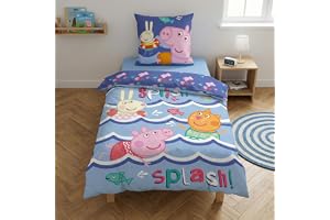 Peppa Pig Splish Splash Enkelsäng Påslakan 140x200 + Örngott Polyester