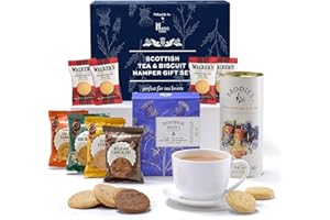 Hattie's Gifts Scottish Tea and Biscuits Gift Set – Afternoon Tea Hamper with Gourmet Shortbread | Artisan Food Gifts for Women and Men | Thank You, Birthday | Scottish Snacks