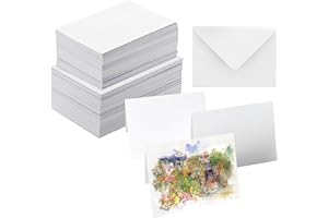ANSSDO 50 Packungen Blanko-Aquarellkarten mit Umschlägen, 63,5 kg, schwere Aquarellkarten aus 100% Baumwolle, 12,7 x 17,8 cm, faltbare Aquarellkarten und Umschläge zum Bemalen oder Basteln von Karten für
