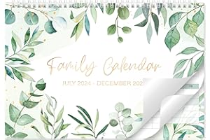 KAMAKING Family Calendar 2025 - Calendar 2025 uk from Jul. 2024 - Dec. 2025, Wall Calendar 2025 Month to View with 6 Columns, Perfect Family Planner, 32 x 21.5 cm - Green Leaf
