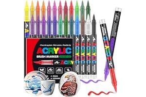Gelanty pennarelli acrilici, 24 colori acrylic marker con punta flessibile, pennarelli acrilici per dipingere sassi, liquido dritto pennarelli colorati per adulti per dipingere vetro,uova di Pasqua