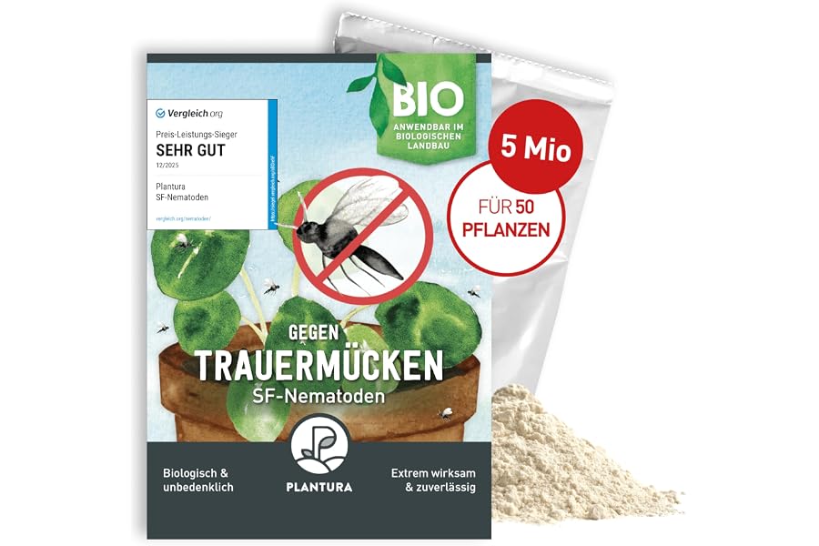 Produktabbildung zu Plantura SF-Nematoden gegen Trauermücken, zum Gießen, hochwirksam & biologisch, Nützlinge aus Deutschland, 5 Mio für 5 m²/ ca. 50 Pflanzen