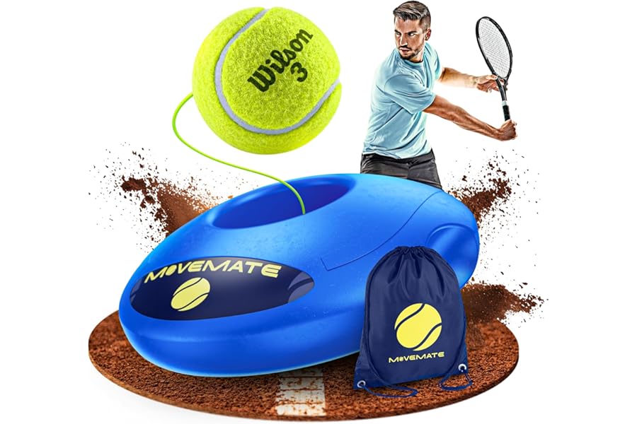 MOVEMATE Tennis-Trainer Set with Wilson® Tennis Ball | Innovative ball game for outdoors, in the garden, in the park for children & adults | Incl. transport bag & exercise videos