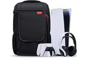 BUBM Console Backpack with PS5, Large Capacity Travel Carrying Case for Sony PlayStation5 Console Digital Edition, Storage for Controller, Monitor,Headset,Game,Charger & Accessories