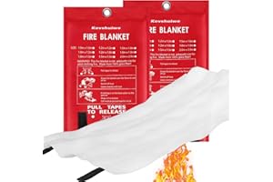 Kovshuiwe Fire Blanket for kitchen, 2pack 100x100cm Reusable Fiberglass Fire Emergency Blanket Fire Shelter Safety Cover for Kitchen, Car, Camping, Grilling, Office, Warehouse