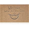 AOAOPQ Smiley Doormats Door Mat Funny Welcome Mats for Front Door Outdoor Welcome We're Au Mad Here Mat with Non Slip Rubber Backing,Heavy Duty Door mat Indoor Brown Easy to Clean