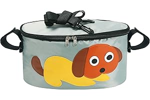 EMAOFUN Borsa Portaoggetti Passeggino Universale,Organizzatore Passeggino Valco Con Porta Biberon Portabicchieri per Carrozzina, Resistente all' acqua（cucciolo con copertura)