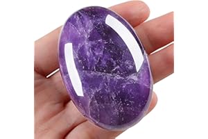 MAIBAOTA 2.4" Amethyst Healing Crystals Gemstones Pocket Polished Gifts Oval Shape Reiki Spiritual Energy Nature Purple Crystal for Women Men Relief Balancing Stress Divination Meditation