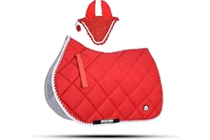 GALLOP SHOP General Tapis de selle avec voile anti-mouches assorti Rouge