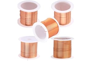 SKYPRO 5 Spool Coils Magnet Wire 0.1-0.5mm Enameled Copper Wire Enameled Magnet Winding Wire Natural Temperature Rating Widely Used for Transformers Inductors