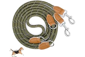 PETCOOZ Hundeleine 3 M Verstellbare Schleppleine für Mittel- & Großhunde(15-60kg), Reflektierende Freihandleine mit 2 Karabiner, Doppelleine aus Robustem Nylon, 200 kg Extreme Kraft