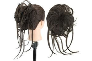 IMISSU 2PZ Chignon disordinato per capelli Updo Scrunchies lunghi Avvolgere la coda di cavallo ondulati parrucchieri fascia (2PZ Marrone)