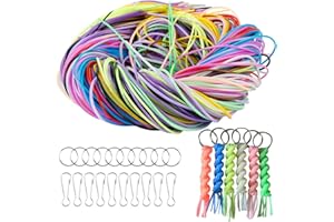 Scoubidou Fils, Victse 200 Pcs Cordes en Plastique, 20 Couleur Cordes Scoubidou avec Anneau Porte Clé, Cordon Elastique Bricolage Craft Main pour Bracelets Colliers Artisanat DIY