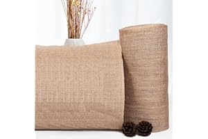 HEMEIREN Jute Hessian Table Runner Roll Upholstery Fabric Natural Jute Hessian Burlap Cloth Craft Wedding Party Rustic Coffee Table Decoration (1 Hessian Roll) (30 x 10m)