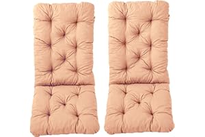 Ambientehome,Serie de 2 Coussins de Chaise avec dossiers Hanko Maxi Abricot, env.120x50X8 cm. Dossier env.70cm