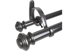 Decopolitan - Juego de Doble Barra de 2,54 cm para Ventana, terminales en Forma de urna, Acero, marrón, 36" to 72"
