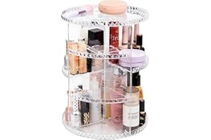 Lonian 360° Rotating Makeup Organizer, Adjustable Acrylic Cosmetic Storage, Cosmetic Organisers and Spinning Makeup Stand for Beauty Skincare