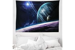 ABAKUHAUS Spazio Arazzo, Universo con i Pianeti, Tessuto Parete Appeso Decorazione per Camera da Letto, Soggiorno, dormitorio, 150 x 110 cm, Blu Viola