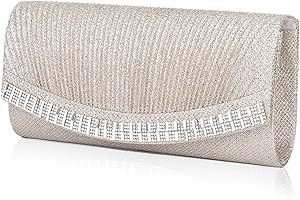 BAIGIO Pochette Elegante, Clutch Donna Cerimonia Borsetta da Sera Strass Borsa a Tracolla per Matrimonio Festa