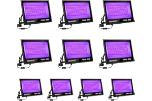 MEEKBOS 10 Pièces Lumiere Noire LED,100W Projecteur LED UV Extérieur,385-400nm Black light IP66 Etanche Lumière Noire Ultraviolet pour Soiree Fluo,Glow Party,Neon Fête,Peinture Fluorescente,Halloween