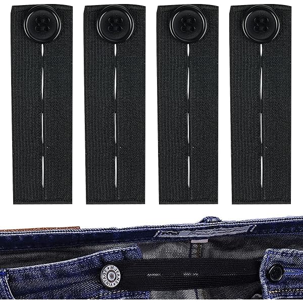 Lot De 4 Extensions De Ceinture Pour Jeans - Élastique Réglable Pour Femmes Enceintes Ou Ventre Rond