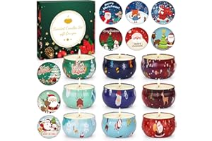 FONTOEN Kerzen Weihnachtsgeschenke für Frauen Männer,Duftkerzen Weihnachten,Duftkerzen Geschenkset, 9 Stück Weihnachtskerzen 100% Natürliches Sojawachs,Weihnachten Kleine Geschenk für Frauen