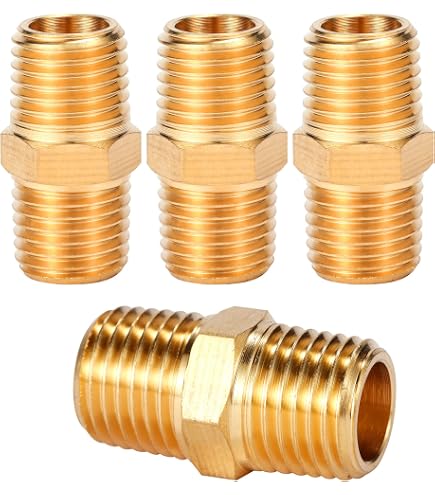2 Raccordi Riduttori In Ottone Uxcell - 3/8 BSPT Maschio X 1/4 NPT Femmina - Bushing - Foto 5