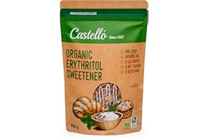 Érythritol Édulcorant Bio Écologique | 10g = 7g de Sucre | Substitut du sucre 100% Naturel - Keto et Paleo - 0 Index Glycémique - 0 Calories - 0 Glucides Nets - Sans OGM - Castello since 1907-850 g