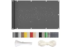 MAIFENGL Brise-Vue pour Balcon Couverture de Confidentialité Écran Polyester Imperméable Protection UV, avec Attaches de câble et Cordons- Dark Gray|| 95x350cm