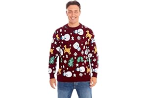 New Camp Ltd Christmas Xmas Womens Unisex Mens Jumper Novelty Fairisle Santa Party Sweater Jumper Santa Night Sky Wine Exclusively to Sizes - S/M/L/XL/2XL/3XL/4XL