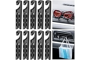 BBTO 10 Pieces Car Vent Hook Hanger Car Air Vent Holder Mobile Phone Car Mount Earphone Cable Winder Sunglasses Glasses Keychain Organizer Hanger Storage Hook (Black)