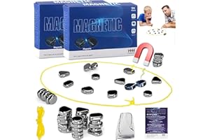 WDJLNZB Two Sets Magnetic Chess Game, Multiplayer Magnet Board Strategy Game, Educational Magnetic Effect Stones Checkers Game Pebbles, Table Top Magnet Game, Party Supplies for Family Gathering and Travel