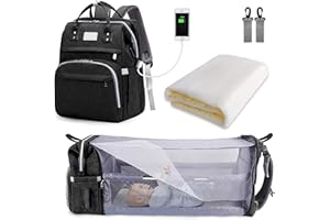 SNDMOR Mochila Cambiador, 30L Mochila Maternal Mochila Cuna Portatil Bebe con Cambiador Bebe Portatil y Correa Para Cochecito, Adecuado Para Mamá y Papá