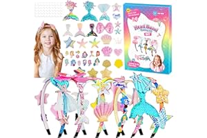 XIEXIESHER Diadema Unicornio Niña, 6pcs Diadema Niñas, Regalo Niña 4 5 6 7 8 9 10 Años, Set de Accesorios para el Pelo DIY Corona de Pelo Diadema Creación Set Accesorios para el Cabello Kits (sirena)