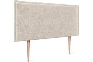 DHOME Cabecero de Lino Natural Liso con Ribete Cabezal Tapizado Cama Dormitorio Moderno Top Trending (Beige, 110x105cm con Patas (Camas 80/90/105))