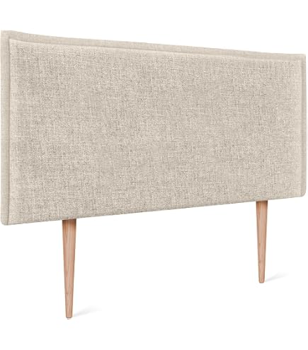 MOMMA HOME Testiera per Letto in Tessuto con Gambe in Legno, Modello Luna, Imbottita con Finiture Morbide e Accessori (Marrone, 160 x 60 cm